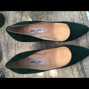 Hunter green Jimmy Choo suede heels